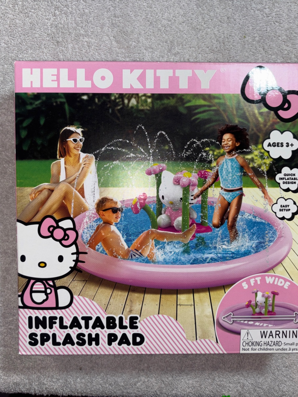 Hello Kitty Pink Inflatable Kids Splash Pool with Fountain